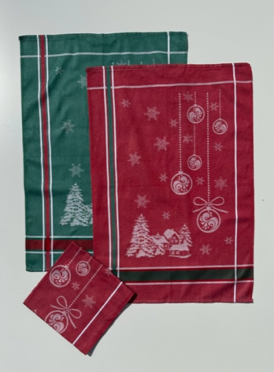 Utěrka egyptská bavlna MIX Vánoce/červenozelená