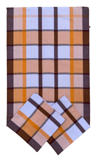 Utěrka egyptská bavlna MIX - 50x70 káro barevné oranžovohnědé