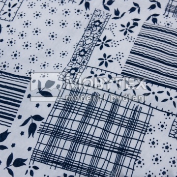 Metráž Winter patchwork modrý