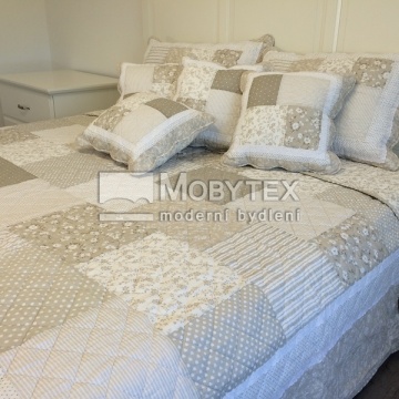Prošívaný přehoz Deluxe Patchwork krajka