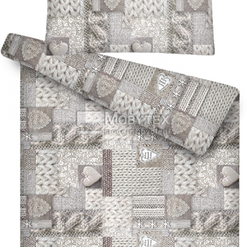 A Povlečení Patchwork SRDCE-hnědošedá PMZ