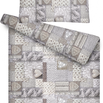 A Povlečení Patchwork SRDCE-modrošedá PMZ