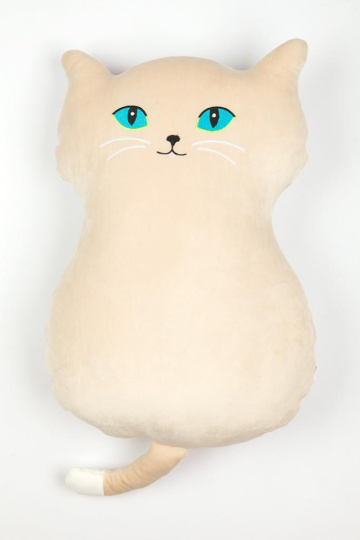 Plyšák/polštářek mikrospandex Kočka NOVÁ 52cm béžová