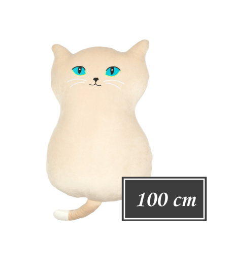 Plyšák/polštářek mikrospandex Kočka MEGA Velká béžová 100cm