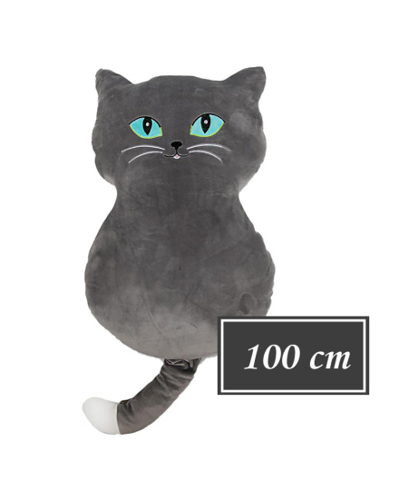 Plyšák/polštářek mikrospandex Kočka MEGA Velká šedá 100cm