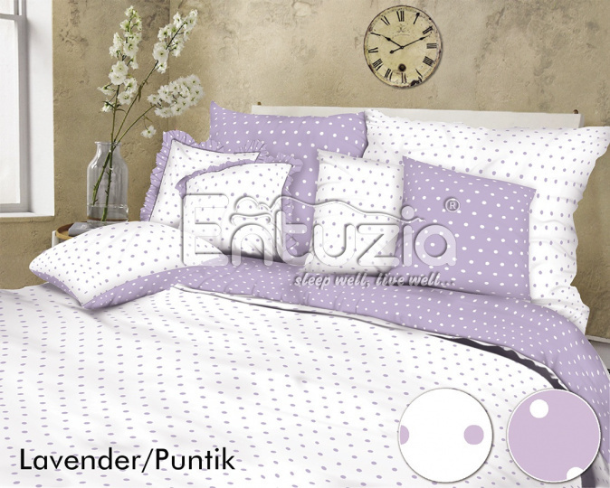 Akce 2+1 Entuzia Lavender puntík KREP 2x140/200,2x70/90+prostěradlo 180/200 fialové