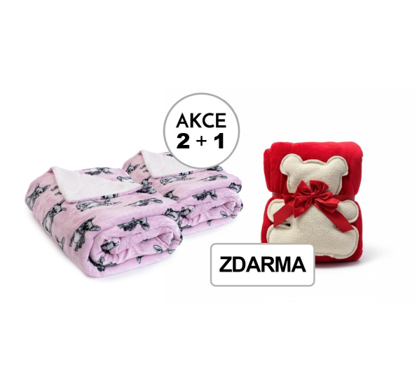 A Akce 2+1 Dětská deka PZ 024 2x Pejsek 150/100 + 1xMedvídek chundelatý 150/100
