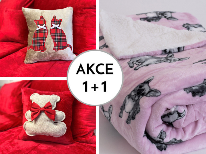 A Akce 1+1 Dětská deka PZ 024 tisk 150/200 pejsek + 40/40 s výšivkou