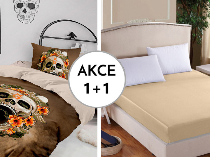A Akce 2+1 2x Prostěradlo Deluxe s lycrou smetanová 180/200/30 + 1x Skull 140/200 + 70/90