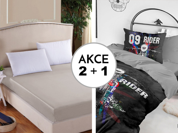 A Akce 2+1 2x Prostěradlo Deluxe s lycrou světle šedá 180/200/30 + 1x Rider 140/200 + 70/90