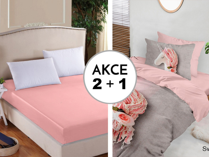 A Akce 2+1 2x Prostěradlo Deluxe s lycrou světle růžová 180/200/30 + 1x Sweety 140/200 + 70/90