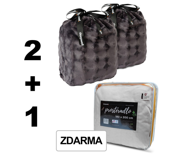 A Akce 2+1 Obláčky antracit 140/200 + 1x 200/220/30 prostěradlo mikroflanel Entuzia Deluxe Světle šedá