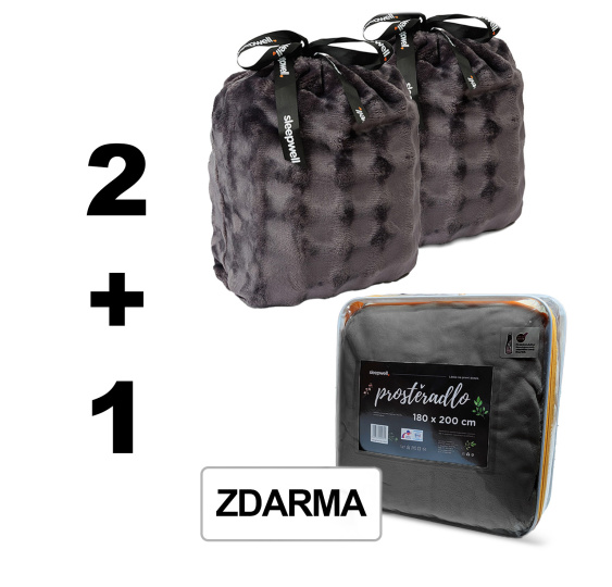 A Akce 2+1 Obláčky antracit 140/200 + 1x 180/200 Prostěradlo mikroflanel SW antracit