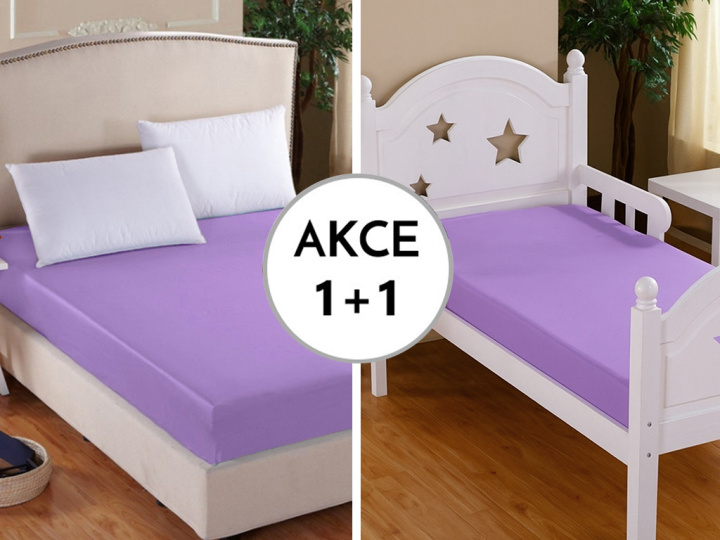 A Akce 1+1 1x Prostěradlo Deluxe s lycrou Fialová 180/200/30 + 1x 60/120/20 Fialová ZDARMA