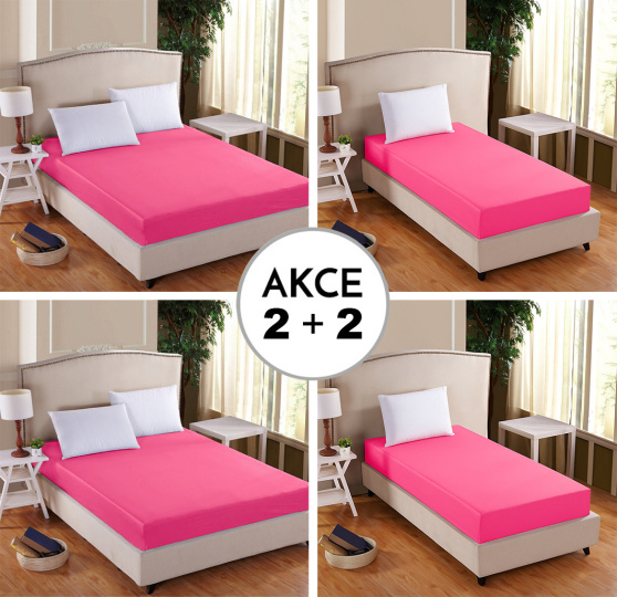 A Akce 2+2 2x Prostěradlo Deluxe s lycrou růžová 180/200/30 + 2x 90/200/30 růžová ZDARMA