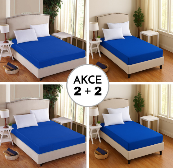 A Akce 2+2 2x Prostěradlo Deluxe s lycrou Tmavě modrá 180/200/30 + 2x 90/200/30 Tmavě modrá ZDARMA