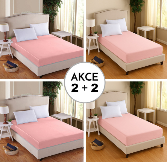 A Akce 2+2 2x Prostěradlo Deluxe s lycrou Světle růžová 180/200/30 + 2x 90/200/30 Světle růžová ZDARMA