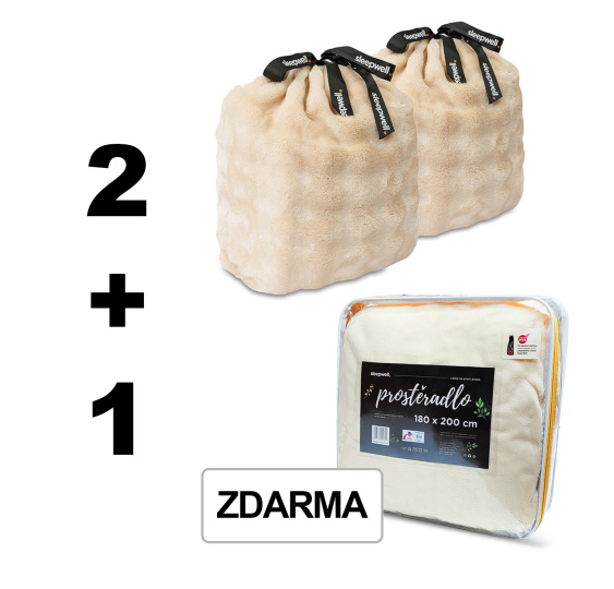 A Akce 2+1 Obláčky béžové 140/200 + 1x 200/220/30 prostěradlo mikroflanel Entuzia Deluxe Smetana
