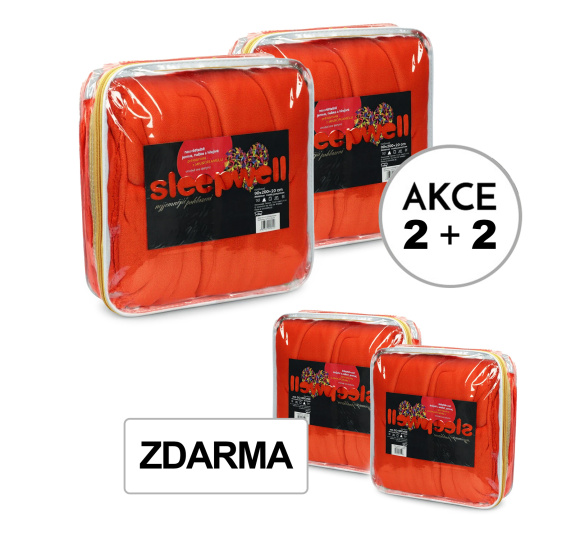A Akce 2+2 2x Prostěradlo MIKROFLANEL Sleep Well Červený grep 180/200/30 + 2x 90/200/30 Červený grep ZDARMA