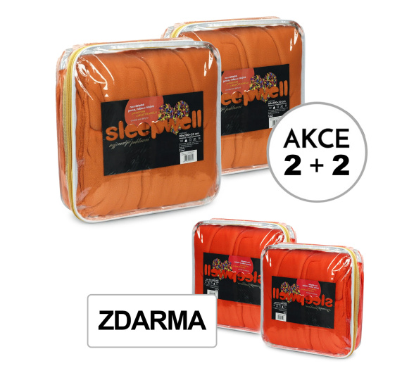 A Akce 2+2 2x Prostěradlo MIKROFLANEL Sleep Well Rezavá 180/200/30 + 2x 90/200/30 Červený grep ZDARMA