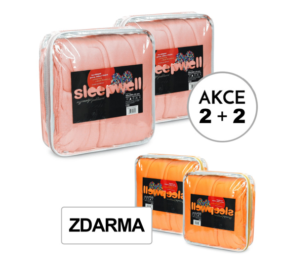 A Akce 2+2 2x Prostěradlo MIKROFLANEL Sleep Well Losos 180/200/30 + 2x 90/200/30 Světle oranžová ZDARMA
