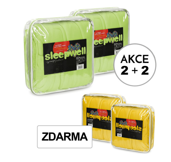 A Akce 2+2 2x Prostěradlo MIKROFLANEL Sleep Well Pistácie 180/200/30 + 2x 90/200/30 Žlutá ZDARMA