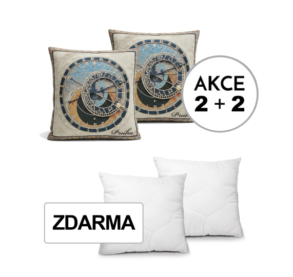 Akce 2+2 2x Povlak GOBELÍN ORLOJ + 2x polštář 40/40 výplň GRÁTIS