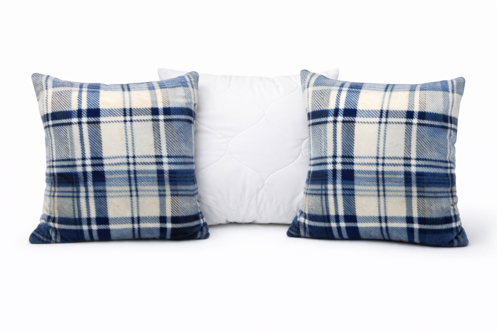 AKCE 2+1 2x povlak 40/40 PMZ tisk + 1x výplň 40/40 povlak 40/40 kostka modrá