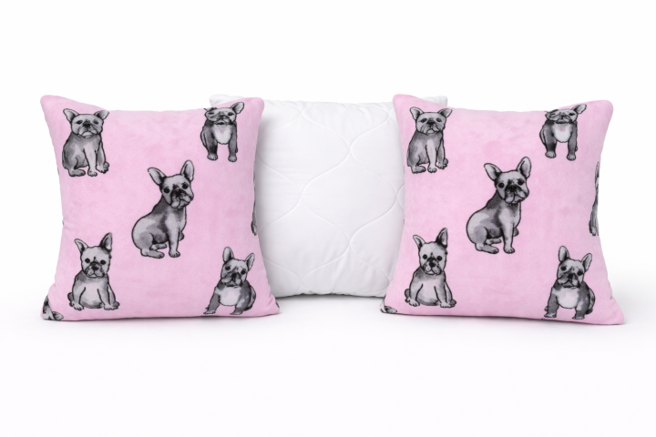 AKCE 2+1 2x povlak 40/40 PMZ tisk + 1x výplň 40/40 povlak 40/40 pes růžový