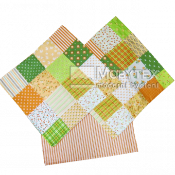 Patchwork oranžovozelený/pruh